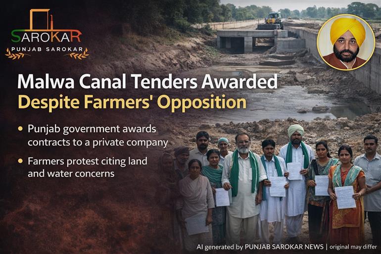 ਕਿਸਾਨਾਂ ਦੇ ਇਤਰਾਜ਼ ਬਰਕਰਾਰ, ਪਰ ਮਾਲਵਾ ਕੈਨਾਲ ਦੇ ਟੈਂਡਰ ਜਾਰੀ — ਸਰਕਾਰ ਨੇ ਪਹਿਲਾ ਕਦਮ ਚੁੱਕ ਲਿਆ
