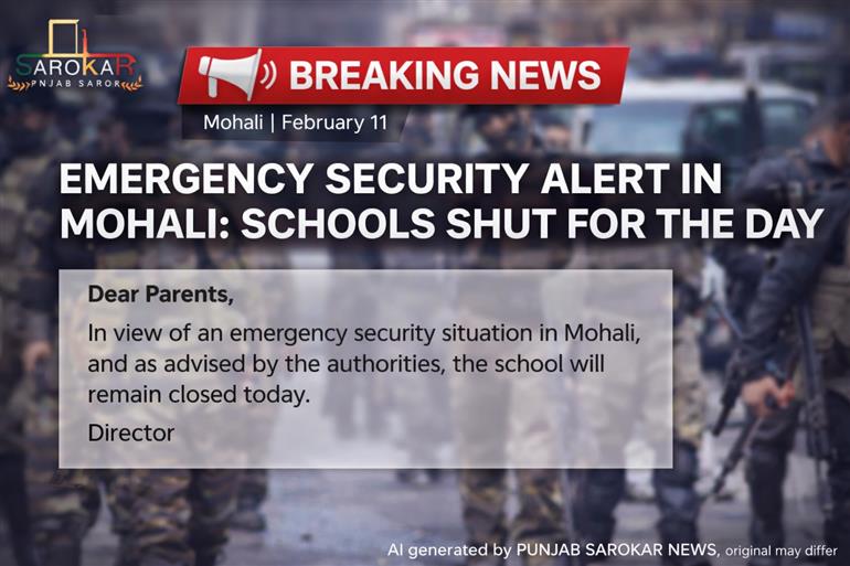 ਮੋਹਾਲੀ ਵਿੱਚ ਐਮਰਜੈਂਸੀ ਸੁਰੱਖਿਆ ਹਾਲਾਤ ਕਾਰਨ ਸਕੂਲ ਬੰਦ