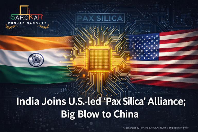 ਚੀਨ ਨੂੰ ਵੱਡਾ ਝਟਕਾ: ਭਾਰਤ ਅਮਰੀਕੀ ਅਗਵਾਈ ਵਾਲੇ 'ਪੈਕਸ ਸਿਲਿਕਾ' (Pax Silica) ਗਠਜੋੜ 'ਚ ਸ਼ਾਮਲ, ਚਿੱਪ ਅਤੇ AI ਖੇਤਰ 'ਚ ਬਣੇਗਾ ਸੁਪਰ ਪਾਵਰ