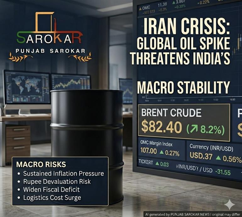 ਗਲੋਬਲ ਐਨਰਜੀ ਅਲਰਟ: ਇਰਾਨ ਤਣਾਅ ਕਾਰਨ ਬਰੈਂਟ ਕ੍ਰੂਡ ਵਿੱਚ 8% ਉਛਾਲ; ਭਾਰਤ ਦੀ ਮੈਕਰੋ ਸਥਿਰਤਾ ਦੀ ਪ੍ਰੀਖਿਆ