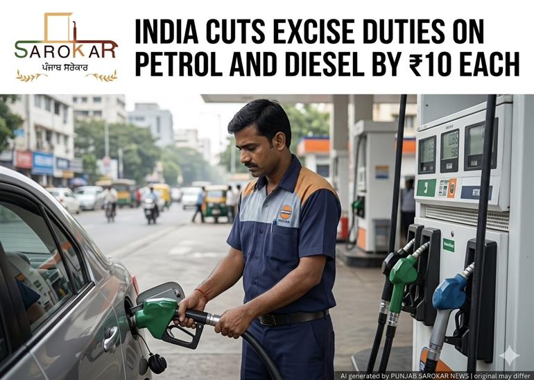 ਕੇਂਦਰ ਸਰਕਾਰ ਨੇ ਪੈਟਰੋਲ ਅਤੇ ਡੀਜ਼ਲ ਦੀ ਐਕਸਾਈਜ਼ ਡਿਊਟੀ ਵਿੱਚ ਕੀਤੀ ਵੱਡੀ ਕਟੌਤੀ
