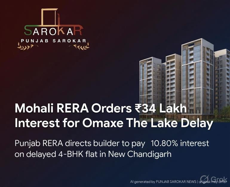 ਮੋਹਾਲੀ: ਰੇਰਾ ਨੇ ਲੇਟ ਪਜ਼ੈਸ਼ਨ ਲਈ ₹34 ਲੱਖ ਵਿਆਜ ਦਾ ਆਦੇਸ਼ ਦਿੱਤਾ