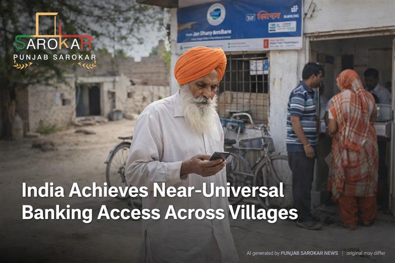 ਭਾਰਤ ਦੇ ਲਗਭਗ ਹਰ ਪਿੰਡ ਤੱਕ ਬੈਂਕਿੰਗ ਸਹੂਲਤ ਪਹੁੰਚੀ