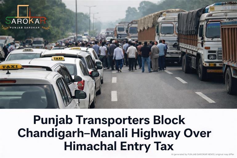 ਪੰਜਾਬ ਦੇ ਟਰਾਂਸਪੋਰਟਰਾਂ ਦਾ ਹਾਈਵੇ ‘ਤੇ ਕਬਜ਼ਾ, ਚੰਡੀਗੜ੍ਹ–ਮਨਾਲੀ ਰੂਟ ਜਾਮ