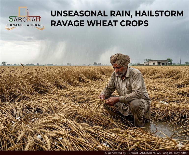 ਬੇਮੌਸਮੀ ਬਾਰਿਸ਼ ਅਤੇ ਗੜੇਮਾਰੀ ਦੀ ਮਾਰ: ਪੰਜਾਬ-ਹਰਿਆਣਾ ਵਿੱਚ ਕਣਕ ਦੀ ਫ਼ਸਲ ਨੂੰ ਭਾਰੀ ਨੁਕਸਾਨ