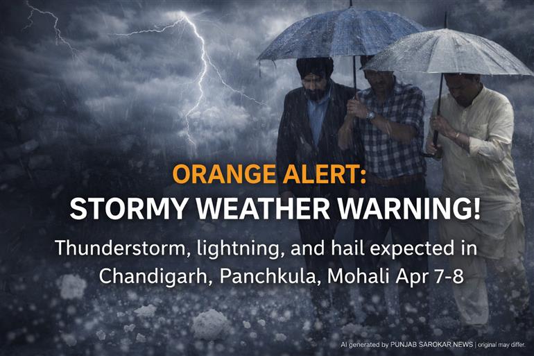 ਟ੍ਰਾਈਸਿਟੀ ਵਿੱਚ 7-8 ਅਪ੍ਰੈਲ ਲਈ Orange Alert ਜਾਰੀ