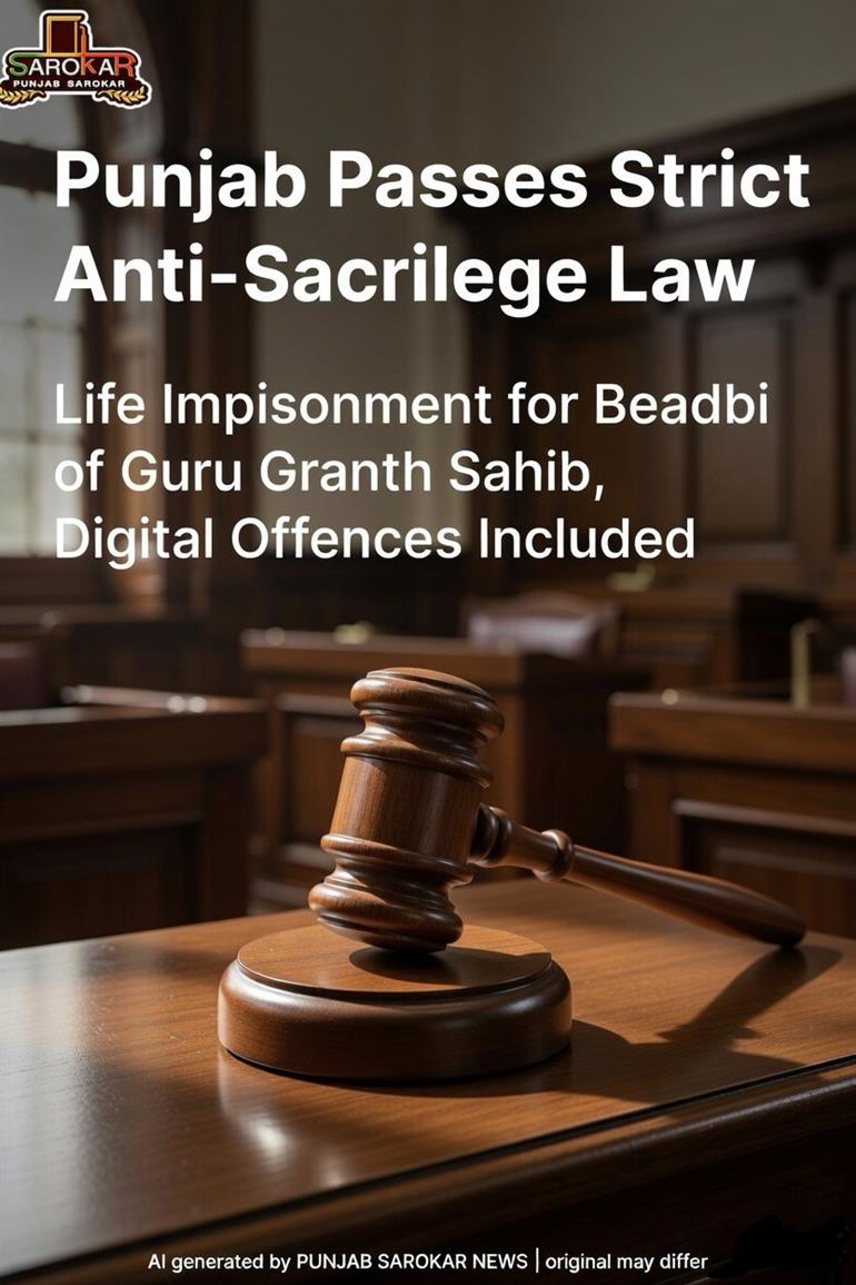 ਬੇਅਦਬੀ ਖਿਲਾਫ਼ ਸਖ਼ਤ ਕਾਨੂੰਨ: ਪੰਜਾਬ ਵਿਧਾਨ ਸਭਾ ਨੇ ਪਾਸ ਕੀਤਾ ਇਤਿਹਾਸਕ ਬਿੱਲ, ਉਮਰ ਕੈਦ ਤੱਕ ਸਜ਼ਾ