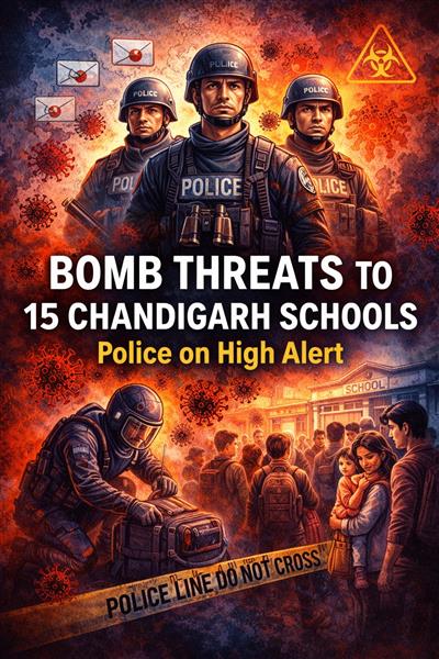 ਚੰਡੀਗੜ੍ਹ ਦੇ 26 ਸਕੂਲਾਂ ਨੂੰ ਬੰਬ ਨਾਲ ਉਡਾਉਣ ਦੀ ਧਮਕੀ, ਸ਼ਹਿਰ ਹਾਈ ਅਲਰਟ ‘ਤੇ  ਸਵੇਰੇ 5:21 ਵਜੇ ਮਿਲਿਆ ਧਮਕੀ ਭਰਿਆ ਈਮੇਲ, ਸਰਕਾਰੀ–ਨਿੱਜੀ ਸਕੂਲ ਖਾਲੀ ਕਰਵਾਏ  