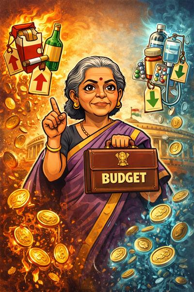ਬਜਟ 2026-27: 'SIN ਟੈਕਸ’ ਹੋਰ ਵਧਿਆ , ਸ਼ਰਾਬ ਤੇ ਸਿਗਰਟ ਪਦਾਰਥ ਹੋਏ ਮਹਿੰਗੇ —ਕੈਂਸਰ ਦੀਆਂ 17 ਦਵਾਈਆਂ ਹੋਣਗੀਆਂ ਸਸਤੀਆਂ 