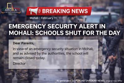 ਮੋਹਾਲੀ ਵਿੱਚ ਐਮਰਜੈਂਸੀ ਸੁਰੱਖਿਆ ਹਾਲਾਤ ਕਾਰਨ ਸਕੂਲ ਬੰਦ