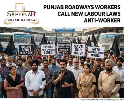 ਪੰਜਾਬ ਰੋਡਵੇਜ਼ ਅਤੇ PRTC ਕਾਮਿਆਂ ਵੱਲੋਂ ਲੁਧਿਆਣਾ ਵਿੱਚ ਪ੍ਰਦਰਸ਼ਨ, ਕੇਂਦਰੀ ਲੇਬਰ ਕੋਡਾਂ ਵਿਰੁੱਧ ਮਨਾਇਆ ‘ਕਾਲਾ ਦਿਵਸ’