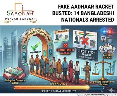 ਪੱਛਮੀ ਬੰਗਾਲ: ਰੇਲਵੇ ਸਟੇਸ਼ਨ ਤੋਂ 14 ਬੰਗਲਾਦੇਸ਼ੀ ਨਾਗਰਿਕ ਗ੍ਰਿਫ਼ਤਾਰ, ਫ਼ਰਜ਼ੀ ਆਧਾਰ ਕਾਰਡ ਬਰਾਮਦ