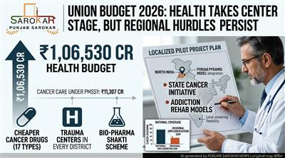ਕੇਂਦਰੀ ਬਜਟ 2026: ਸਿਹਤ ਸੈਕਟਰ ਨੂੰ ₹1 ਲੱਖ ਕਰੋੜ ਤੋਂ ਵੱਧ ਦਾ ਬੂਸਟ, ਕੈਂਸਰ ਦੀਆਂ ਦਵਾਈਆਂ ਸਸਤੀਆਂ, ਪਰ ਰਾਜਾਂ ਦੀਆਂ ਚੁਣੌਤੀਆਂ ਬਰਕਰਾਰ