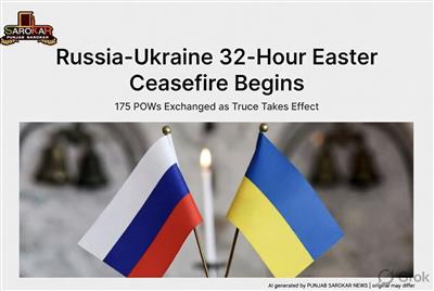 ਰੂਸ-ਯੂਕ੍ਰੇਨ ਵਿਚਾਲੇ ਆਰਥੋਡਾਕਸ ਈਸਟਰ ਲਈ 32 ਘੰਟਿਆਂ ਦਾ ਸੀਜ਼ਫਾਇਰ ਸ਼ੁਰੂ, 175-175 ਕੈਦੀਆਂ ਦੀ ਤਬਾਦਲਾ ਹੋਈ